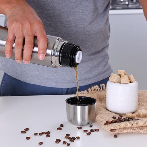 Stainless Steel Vacuum Bottle Sweat Free Leakproof Dishwasher Safe Water Bottle Silver 1Liters