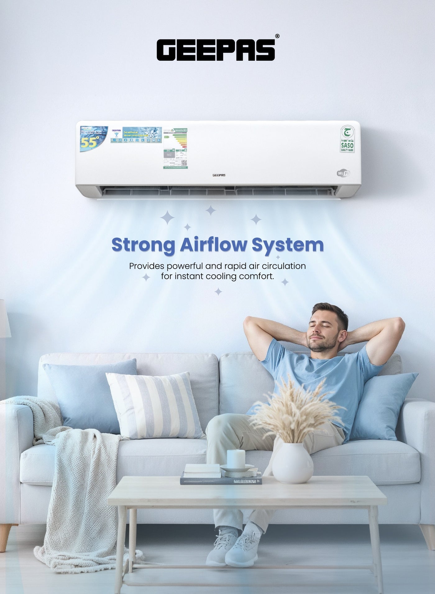 1.5 Ton Split Air Conditioner (18,000 BTU) Inverter | 4D Airflow & Smart Self-Cleaning | Auto-Diagnosis & 10-Year Compressor Warranty GACS1828KRCA White