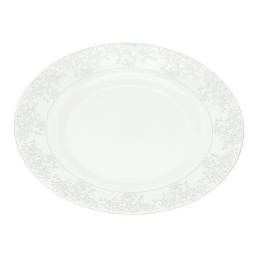 Royalford Velvett Collection 200mm Area Grey Quarter Plate- RF11747 Premium-Quality Opalware, Light-Weight and Food-Grade Plate with Elegant Floral Design White