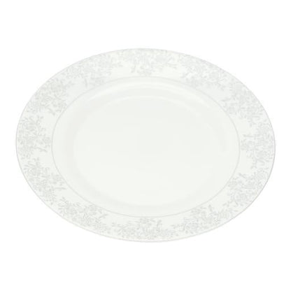 Royalford Velvett Collection 200mm Area Grey Quarter Plate- RF11747 Premium-Quality Opalware, Light-Weight and Food-Grade Plate with Elegant Floral Design White