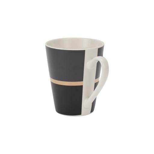 RF9370 11oz Porcelain Coffee Mug – Large Tea & Coffee Mug with Comfortable Handle, Thick Wall Design for Hot & Cold Drinks, Grey/Black/Gold