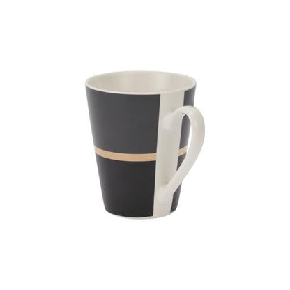 RF9370 11oz Porcelain Coffee Mug – Large Tea & Coffee Mug with Comfortable Handle, Thick Wall Design for Hot & Cold Drinks, Grey/Black/Gold