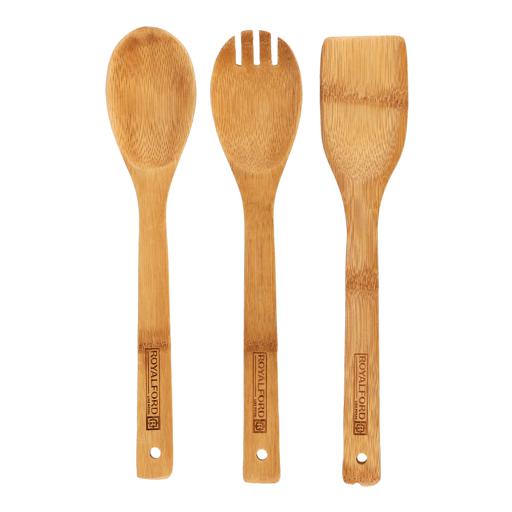 3-Piece Bamboo Kitchen Utensil Set | Solid Turner, Spatula & Slotted Spatula | Eco-Friendly Wooden Cooking Tools | Natural Bamboo Kitchen Essentials
