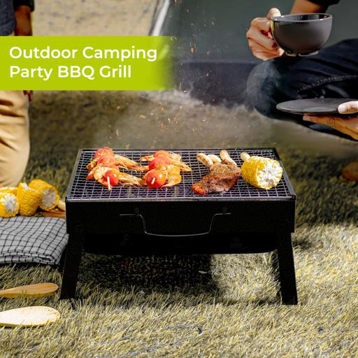 Barbeque Stand With Grill  Iron Construction Rf10358 Foldable Barbecue Charcoal Grill Black