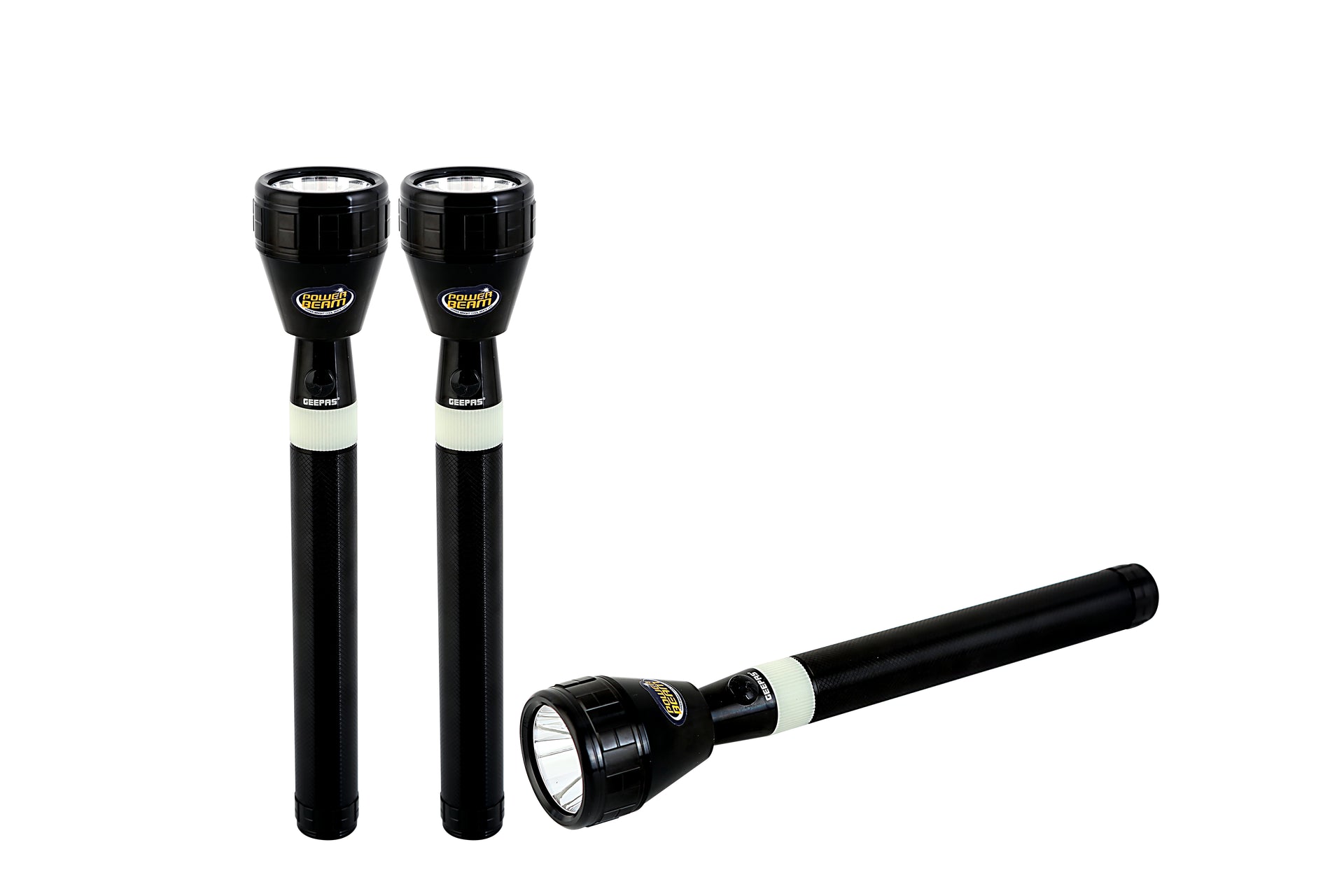 Zoomable 3 IN 1 Family Pack Rechargeable LED Flashlight| Aluminium Alloy Body | 15 W High Power LED | Type C Charging Li-ion 4000 mAh Battery| 6 Hrs working time GFL4658 Black 20cm