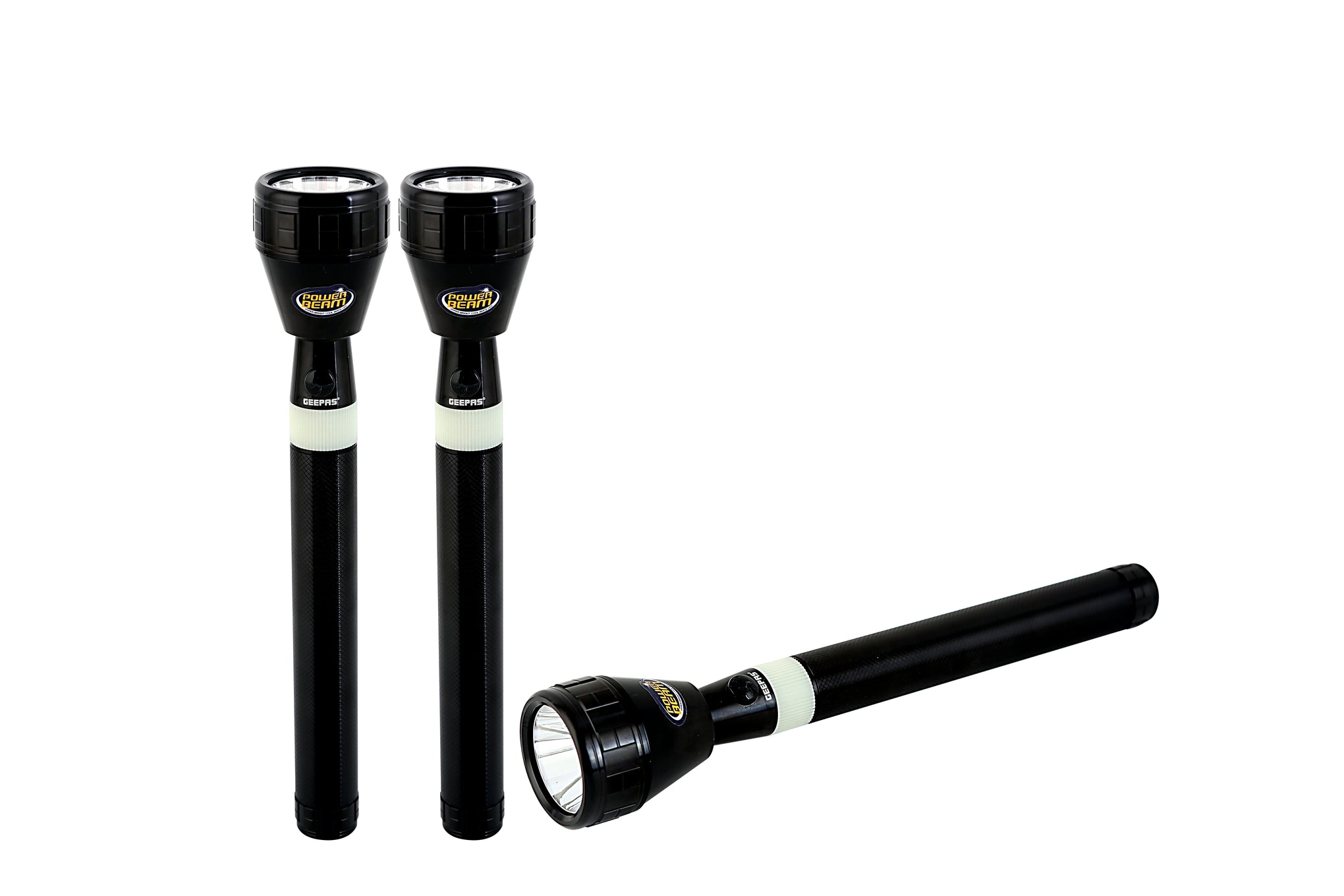 Zoomable 3 IN 1 Family Pack Rechargeable LED Flashlight| Aluminium Alloy Body | 15 W High Power LED | Type C Charging Li-ion 4000 mAh Battery| 6 Hrs working time GFL4658 Black 20cm