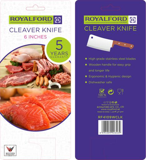 6-Inch Stainless Steel Cleaver Knife with Wooden Handle – Razor Sharp Multipurpose Kitchen Meat Cleaver for Chopping, Cutting & Dicing