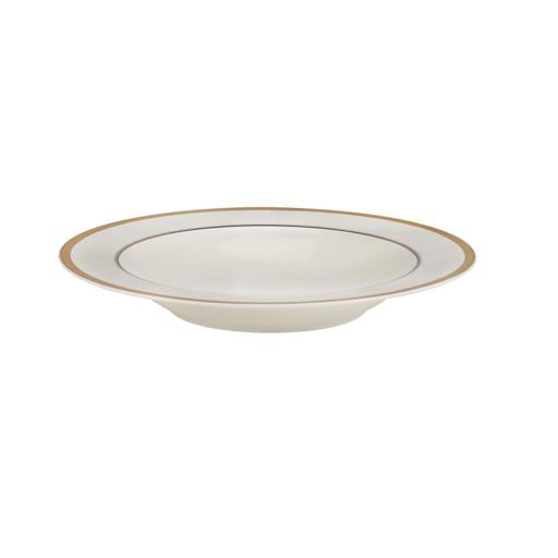 Premium New Bone Plates, 9" Soup Plate, RF11052 | Round Shape Plate with Elegant Golden Border | Ideal for Soup, Desserts, Ice Cream, Dinner, Lunch, Breakfast, Parties & More White