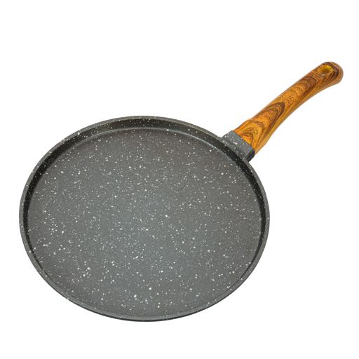 Pizza Pan, Granite Coated Die-Cast Aluminium, RF10767 | 5 Layer Construction | Strong Wood-finish Bakelite Handle Black