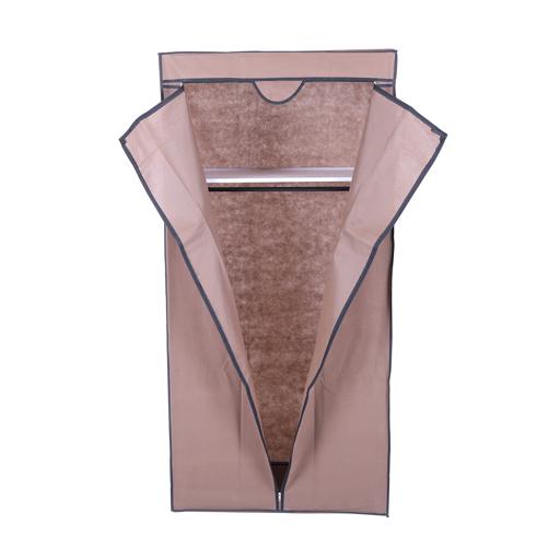 Wardrobe Portable Closet Organizer | Lightweight Modular Wardrobe with Hanging Rail & Mesh Shelves | Dust-Proof Space-Saving Storage Cabinet Brown