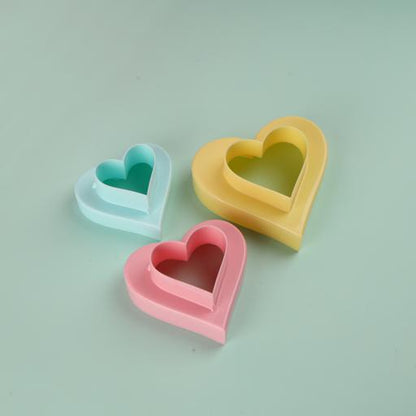 3-Piece Heart Shaped Double Side Cookie Cutter, Bpa Free & Odor Free Multicolour 10x10x4cm