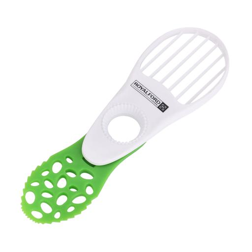 Royalford 5-in-1 Avocado Tool- RF10517| Perfect for Cutting, De-stoning and Slicing| Food-Grade, Premium-Quality Polymer| Ergonomic Design for Easy and Convenient Handling| Dishwasher Safe| Green White