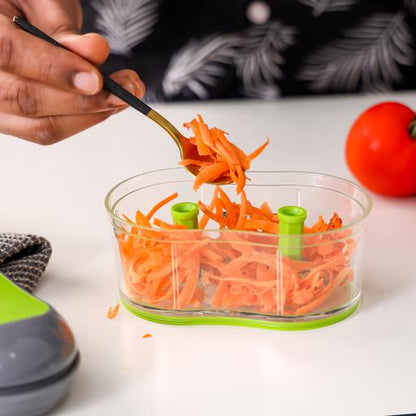 Manual Slide Food Chopper | 4 Stainless Steel Blades | Hand-Pull Vegetable & Onion Chopper | Multi-Purpose Food Processor
