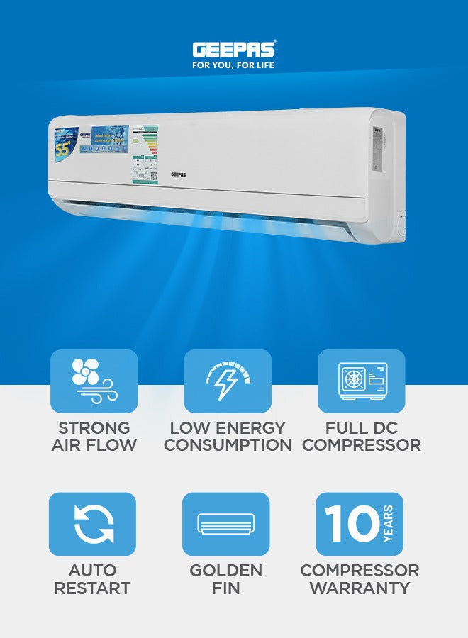 2 Ton Inverter Split Air Conditioner with Installation Piping Kit, Hot and Cold Functionality, and Gold Fin Condenser GACS247KRCHA White