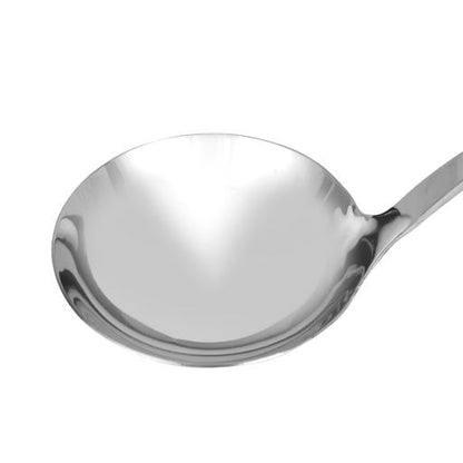Stainless Steel Ladle with Wooden Finish Handle | Professional Soup Ladle with Hanging Loop | Long Handle Serving Spoon for Soup, Gravy, Sauce & Curry