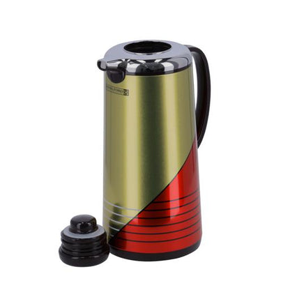 Royalford Pack of 2 Double Wall Vacuum Flask Set- RF11367 1900 ML and 1300 ML Flask with Asbestos Free Pink Glass Inner and Strong Iron Body Leak-Proof Multicolour