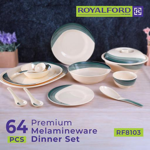 Royalford M/W 64Pcs Melamine Dinner Set 1X2, Rf8103 - Assorted Color