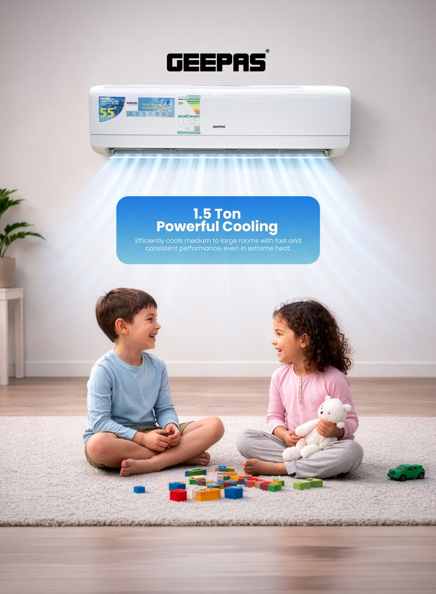 1.5 Ton Split Air Conditioner (18000 BTU) Hot & Cold | High-Efficiency Inverter AC with T3 Tropical Compressor, Auto Restart, LED Display & Remote Control - 10 Year Compressor Warranty GACS185KRCHA White