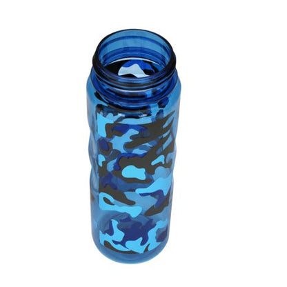 600ml Reusable Water Bottle | Leakproof Wide Mouth Plastic Water Bottle with Carry Clip & Button Lock | BPA-Free Travel Bottle | Blue