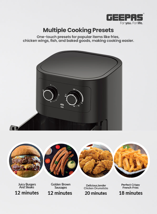 Air Fryer With Advanced Vortex Air Frying Technology, Adjustable Time & Temperature Controls, Non-Stick Coated Pan And Tray 7 L 1800 W GAF37507 Black/Silver