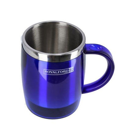 14oz Double Wall Travel Mug Blue | Vacuum Insulated Stainless Steel Coffee Tumbler with Leak-Resistant Lid & Comfortable Handle