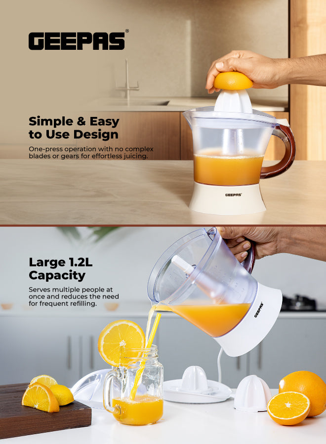lectric Citrus Juicer, 1.2L Capacity, 25W Bi-Directional Twist, Includes 2 Press Cones for Easy Orange, Lemon & Lime Juicing + 2-Year Warranty 1.2 L 25 W GCJ5384 White