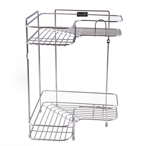 RF913-COR 2 Tier Corner Rack | Rust Free Stainless Steel Bathroom Shower Caddy | Corner Storage Shelf Organizer for Kitchen, Bedroom & Living Room | Space Saving Silver Rack