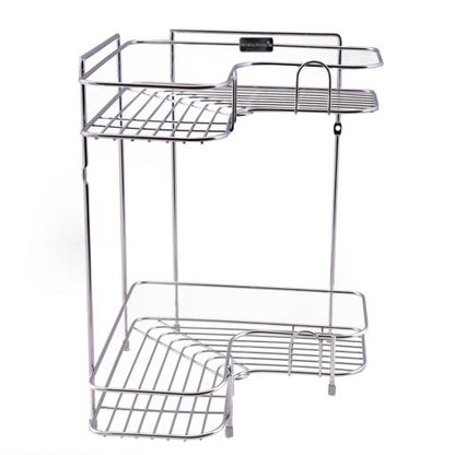 RF913-COR 2 Tier Corner Rack | Rust Free Stainless Steel Bathroom Shower Caddy | Corner Storage Shelf Organizer for Kitchen, Bedroom & Living Room | Space Saving Silver Rack