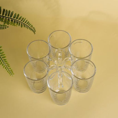 150ml Glass Cup | Clear Drinking Cup with Ergonomic Handle | Thick Base Glass Mug for Tea, Coffee & Hot or Cold Beverages