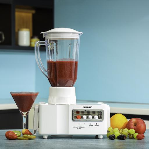 4-in-1 Food Processor – 650W Blender, Grinder & Mincer with 1.8L Jar, Stainless Steel Blades, 2-Speed Control with Pulse, Overheat & Overload Protection, White