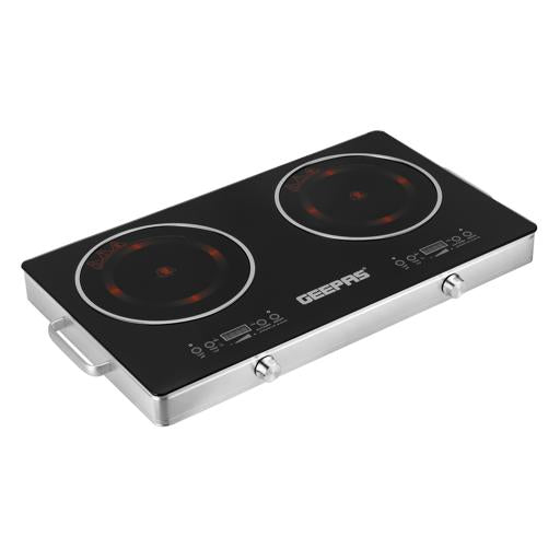 Double Burner Infrared Cooker, 99mins Timer | LED Digital Display | 9 Temperature Settings | Child Lock | Ceramic Heating Element, Touch & Knob Control GIC6131 Multicolour