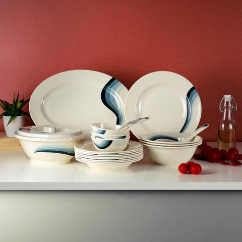 40-Piece Melamine Dinner Set | Durable, Food-Grade & Break-Resistant Tableware | Ideal for Breakfast, Lunch & Dinner | Perfect for Home, Parties, Catering, Hotels & Restaurants Beige/Green