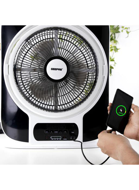 Rechargeable Portable Fan, 9 Speed Levels, Up to 40 Hours Runtime, 40W, Black/White