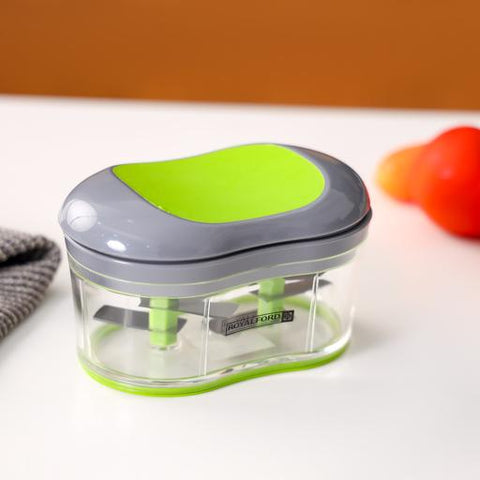 Manual Slide Food Chopper | 4 Stainless Steel Blades | Hand-Pull Vegetable & Onion Chopper | Multi-Purpose Food Processor
