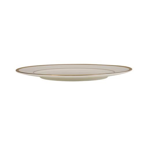 Premium Bone China 10.5 Inch Flat Dinner Plate Round Shape With Elegant Golden Border White 0.002kg