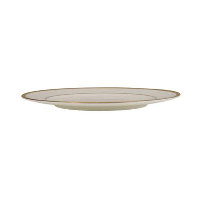 Premium Bone China 10.5 Inch Flat Dinner Plate Round Shape With Elegant Golden Border White 0.002kg