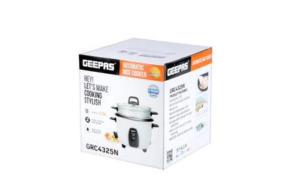 Automatic Rice Cooker – 1.0L Capacity, 3-in-1 Cook/Steam/Keep Warm, Non-Stick Inner Pot, 450W, Tempered Glass Lid, Single Switch Operation, White, 2-Year Warranty