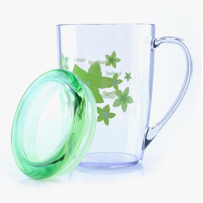 RF5656 350ml Acrylic Coffee Mug with Lid | Floral Design Travel Mug | Lightweight Reusable Cup with Handle | Hot & Cold Drink Mug