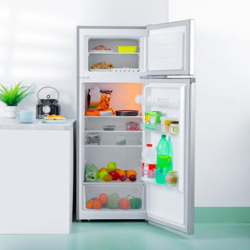 Double Door Defrost Refrigerator, Capacity 205 L (7.2 Cu. Ft)  Adjustable Thermostat/Tempered Glass Shelves/Faster Cooling/Door Lock & Key 238 kW GRF2407SXEN Silver