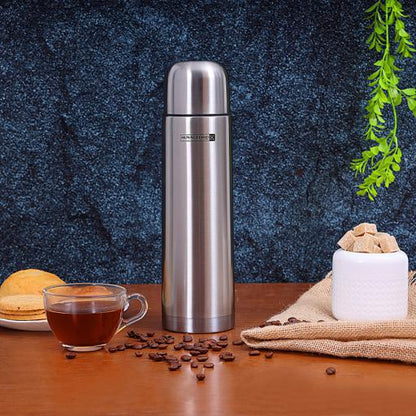 Stainless Steel Vacuum Bottle Sweat Free Leakproof Dishwasher Safe Water Bottle Silver 1Liters