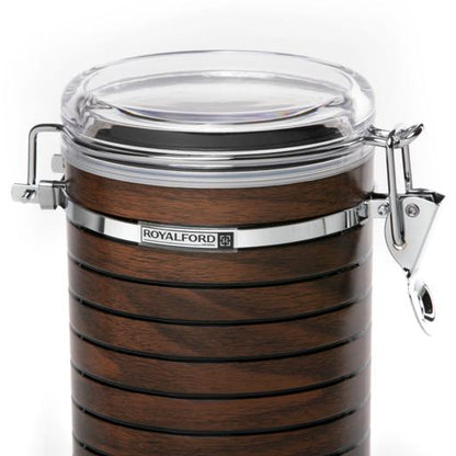 RF8223 Coffee Storage Container 1.05L | Airtight Stainless Steel Coffee Canister with CO₂ Valve | Cherrywood Finish Kitchen Storage Jar | Vacuum Food Storage Container
