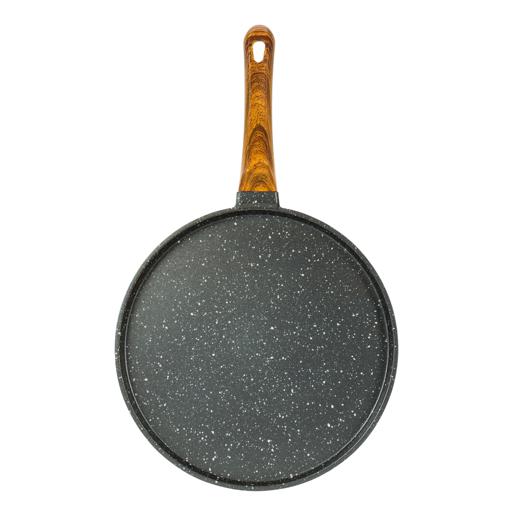 Pizza Pan, Granite Coated Die-Cast Aluminium, RF10767 | 5 Layer Construction | Strong Wood-finish Bakelite Handle Black