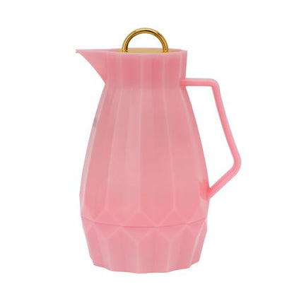 RF12131 1000ml Vacuum Flask | Pink Glass Inner with PP Outer Body | Hot & Cold Insulated Bottle | Leak-Proof Portable Flask | Pink & Golden