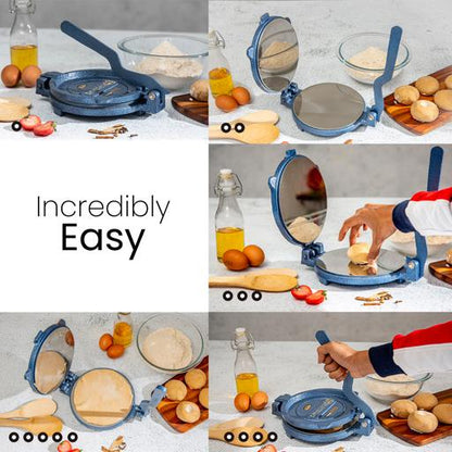 20cm Chapati Press with Stainless Steel Plate – Heavy Cast Iron Body for Perfect Roti, Chapati & Tortilla Multicolour 20cm