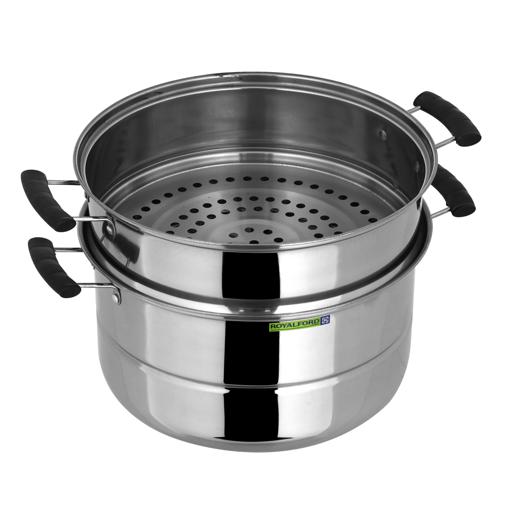 3 Layer Stainless Steel Steamer Pot 9L – 30cm Multi-Tier Cooking Pot, Induction & Gas Compatible, Dishwasher Safe, Heat Resistant with Durable & Comfortable Handles Silver 30cm