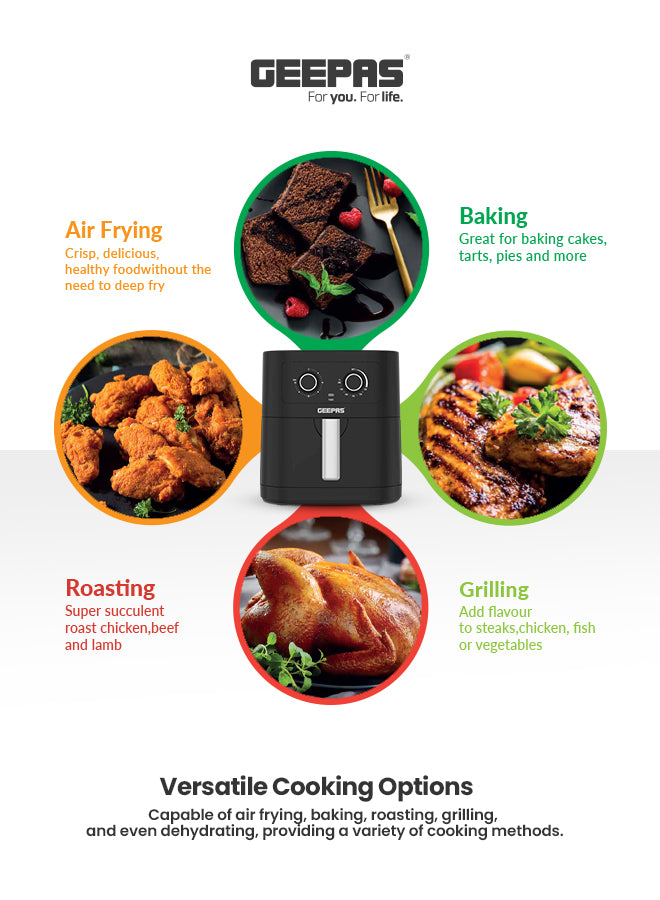 Air Fryer With Advanced Vortex Air Frying Technology, Adjustable Time & Temperature Controls, Non-Stick Coated Pan And Tray 7 L 1800 W GAF37507 Black/Silver