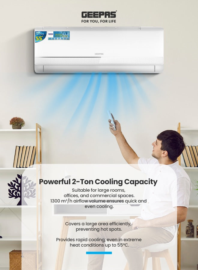 2 Ton Inverter Split Air Conditioner with Installation Piping Kit, Hot and Cold Functionality, and Gold Fin Condenser GACS247KRCHA White