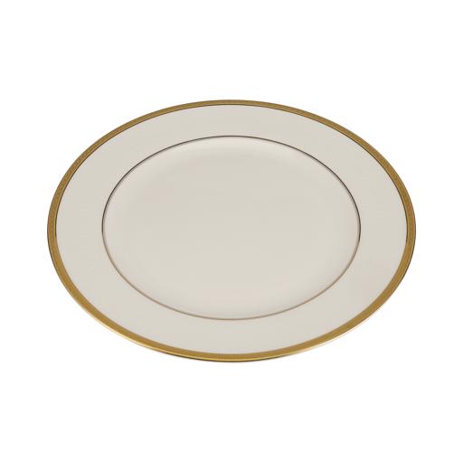 Premium Bone China 10.5 Inch Flat Dinner Plate Round Shape With Elegant Golden Border White 0.002kg