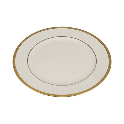 Premium Bone China 10.5 Inch Flat Dinner Plate Round Shape With Elegant Golden Border White 0.002kg