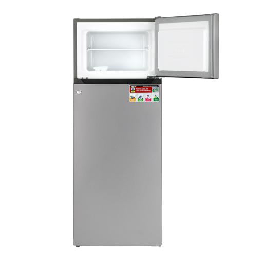 Double Door Defrost Refrigerator, Capacity 205 L (7.2 Cu. Ft)  Adjustable Thermostat/Tempered Glass Shelves/Faster Cooling/Door Lock & Key 238 kW GRF2407SXEN Silver